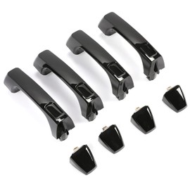 ECOTRIC Exterior Door Handle Compatible with 2006-2010 Hummer H3 & 2008-2010 H3 Alpha & 2007-2009 H3 X & 2009-2010 H3T W/Cap Replacement Part Number 25832250 Set of 4 Front & Rear