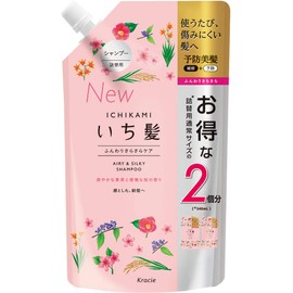 Ichikai Fluffy Smooth Care Shampoo Refill, 2 Doses, Sakura, 22.8 fl oz (680 ml) (x 1)