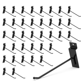 HUHOLE Slatwall Hooks 6 Inch 32PC Black, Thick Metal Slat Wall Hanging Hooks, Slatwall Accessories for Garage Tool Organization, Retail Display, Wall Storage, Workshop Accessories