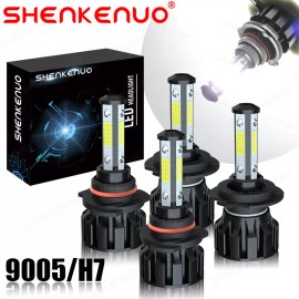 SHENKENUO 6000K White For Lincoln Town Car 2003-2011 Combo LED Headlight Hi Low Beam Bulbs