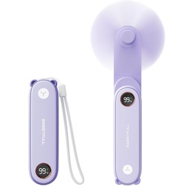 SWEETFULL Portable Handheld Mini Fan with LED Display, 3-in-1 Personal Foldable USB Rechargeable Hand Held Fan & Flashlight for Travel, Lash Eyelash, Cute Small Pocket for Women, Girls
