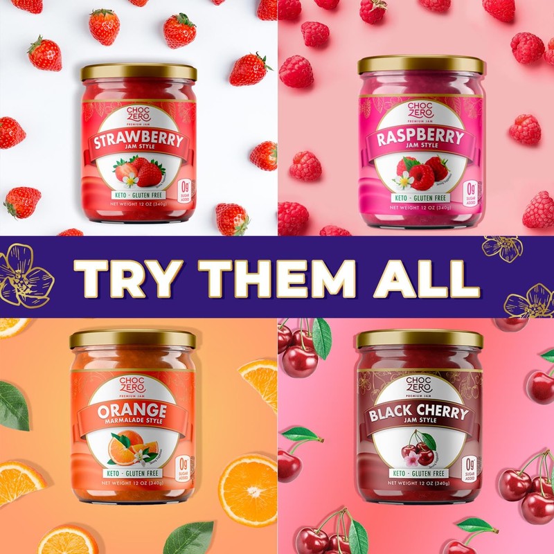 ChocZero Keto Grape Jam, No Added Sugar Fruit Spread Preserves,