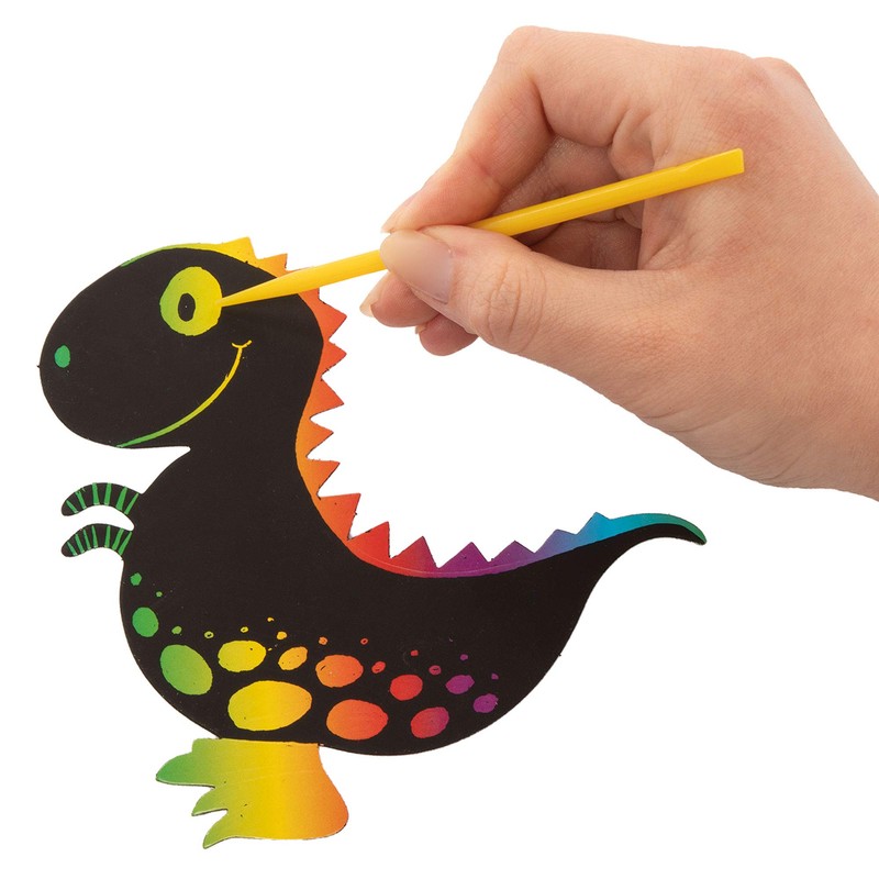 Baker Ross EV254 Dinosaur Scratch Art Fridge Magnets-Pack of 10,