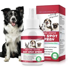 QRZBPZWE Dog Hot Spot Spray – Gentle for Sensitive Skin, Soothes Dry Skin, Scratching, Excessive Licking & Wound Care. Natural Extract Formula – Pet Hot Spot Spray (3.38 FL OZ)