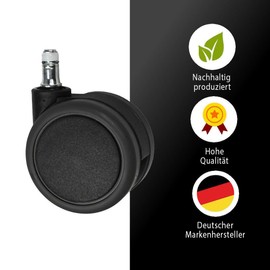 Sedus Stoll Chair Castors Replacement Castors for Office Chair Castors, Double Castors for Swivel Chair Accessories - German Brand Manufacturer (Soft Wheels for Hard Floors Set of 5) - Not Suitable