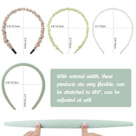 AQOKKA Fashion Headbands for Women Girls Floral Vintage Cute Padded Pearl Head Band Twisted Hair Bands Non Slip Hair Accessories Multi-style