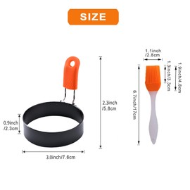 Generic Stainless Steel Egg Ring, 2 Pack, Non-Stick, Anti-Scald Handle, Foldable, Round, Black