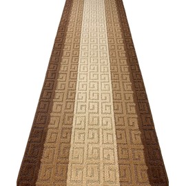 ORFA HOME Custom Length Hallway Runner Rug,Slip Resistant,Meander Brown, 26 Inch X 27 feet, Sold and Priced Per Foot