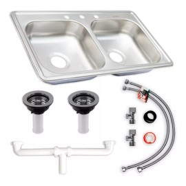 CNX Tarja Doble Acero Inoxidable (84x48cm) Con Kit Instalación