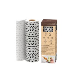 Reusable Kitchen Roll Ethnic | 1 Roll | 40 Cloths | Washable Bamboo Towels | 100% Bamboo Viscose | Alternative to Disposable Kitchen Roll | Absorbent and Tearproof | Reusable