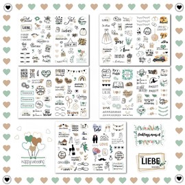Sticker Wedding Guest Book (5 Sheets 266 Stickers), Perfect Sticker Set for Wedding Photo Album, Vintage Wedding Sticker for Guest Book or Photo Album with Lots of Love (German and English, Golden