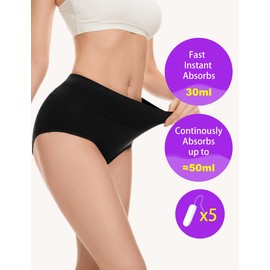 Molasus Period Pants for Women Leakproof Incontinence Pants Black XL