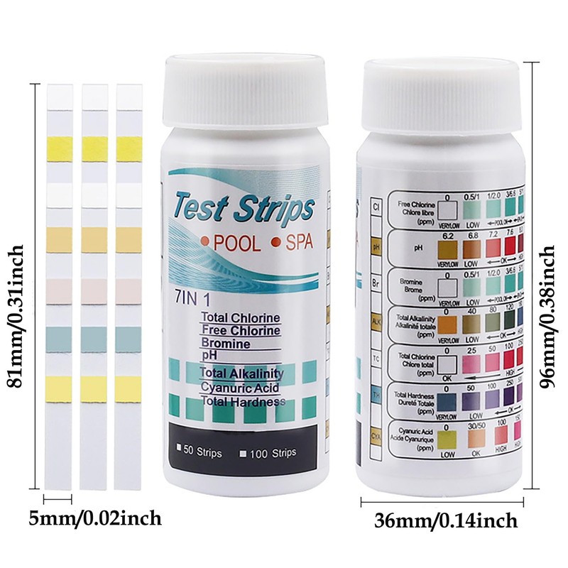 JUMXSRLE Pool and Spa Test Strips, 7 in 1 Quick