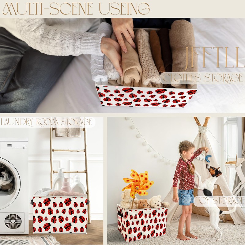JFFTLL Ladybug Storage Bins with Handles, Lady Bug Gifts for