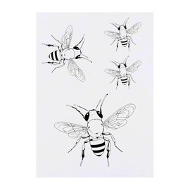 4 x 'Honey Bee' Temporary Tattoos - Water Resistant, Skin-Safe, Non-Toxic Transfers, Mixed Sizes (TO00074530)