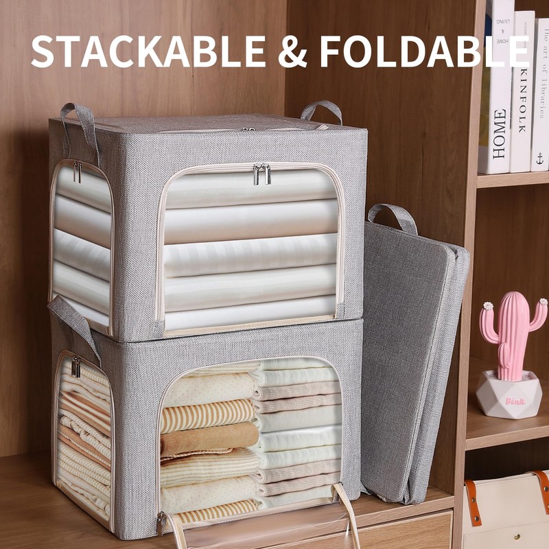 combocube 3-Side Zippered Openings Clothes Storage Bins with Thick Metal