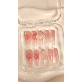 LL Nails - Trendy Handmade Press On Nails (Peach Bliss Pink, Small)