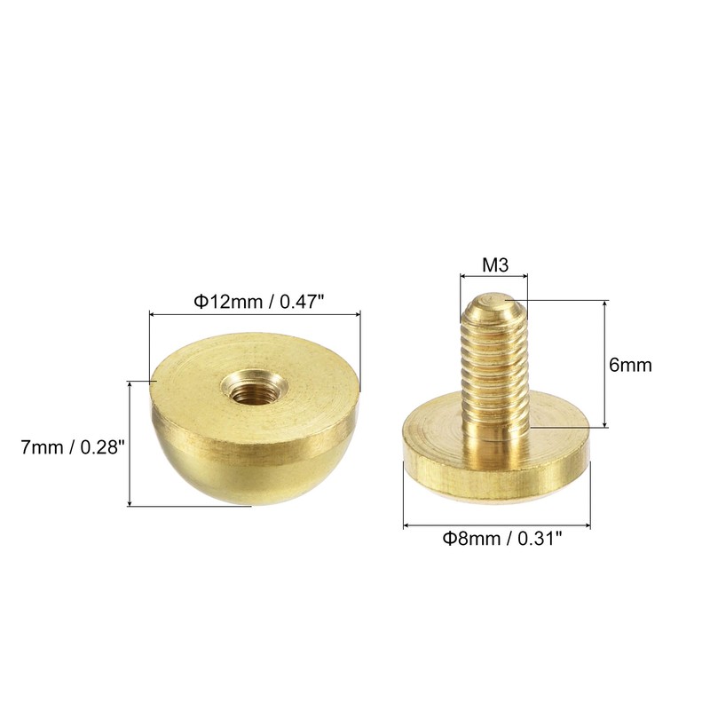 sourcing map 12x7mm Round Studs Rivet Purse Handbag Feet Spike