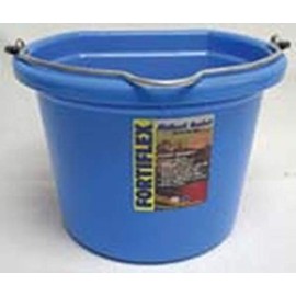 Fortiflex Flat Back Feed Bucket for Dogs/Cats and Small Animals, 8-Quart, Sky Blue