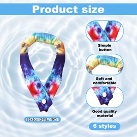 6pcs Cooling Neck Wraps, 24.8x1.97in Neck Cooler Bandanna with Button Neck Cooling Ice Pack Cool Scarf Neck Towel Cooling Cloth Rags for Walking Riding Outdoor Hot Weather(Camouflage)