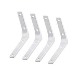 DERDOUT 4 Pcs Shelf Bracket Corner Brace Angle Bracket Shelf Support Wall Hanging 100mm*100mm, Metal Bright White Finished, EJR100W-4P