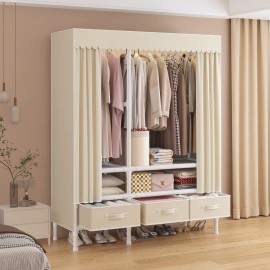 2026 New Multi-Layer Japanese Fabric Wardrobe, Bedroom Storage Cabinet Organizer for Rental Housecolor: White, size: 110cm*45cm*172cm