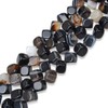 3 Strands Adabele Natural Black Brown Stripe Agate Healing Gemstone