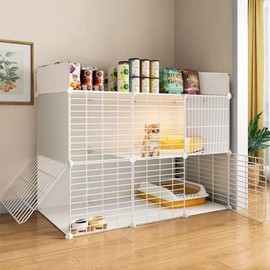 Cat Cage Indoor DIY Cat Playpen Detachable Metal Wire Kennels Cat Cage Indoor Cat Enclosures DIY Cat Playpen Metal Kennel (2 Tier)