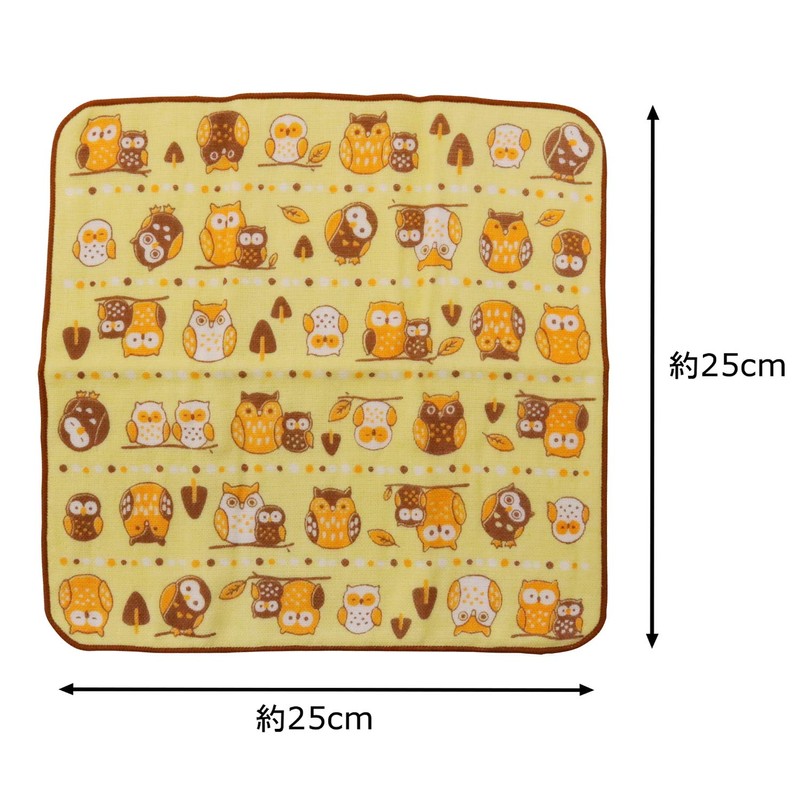 Kyoyu Hand Towel, Owl, 9.8 x 9.8 inches (25 x