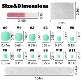 LoveOurHome Press on Toes nails 240pc Short Square Fake Toenails Green Full Cover Acrylic False Toe Nails Tips Matte Press on Toenails Women Girls Pedicure Feet Decor with Glue & Adhesive Tabs