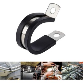 Universal Stainless Steel Cable Rubber Cushioned Clamp, Insulated Clamp, Metal Clamp, Tube Holder Fastener for Tube, Pipe or Wire Cord Installation (20, 5/16 inch)