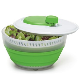 PrepWorks 3 Qt Collapsible Salad Spinner – Space-Saving, Easy-to-Use, BPA-Free, for Quick Salad Washing & Drying, Dishwasher Safe
