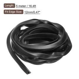 sourcing map sourcing map U Channel Edge Trim, 16.4ft Length Rubber Guard Seal Strip Edge Protector Flat Type Fit for 12mm Edge, (5/8" W x 9/16" H) Black