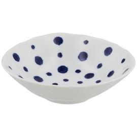 Hasamiyaki 32549 Indigo Aidama Transformation Small Bowl, Indigo Dyed Polka Dots