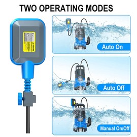 PANRANO Submersible Water Automatic Sump Pump 3/4HP Clean/Dirty Water Removal Pump 3500PGH With Float Switch Electric Portable Transfer Water Pump for Swimming Pool Garden Pond Basement Draining
