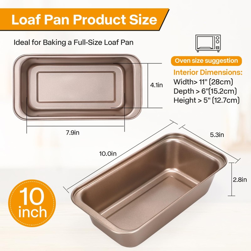 Spmarkt 2pack Loaf Pan, 10inch Banana Bread Pan, Non-Stick Banana