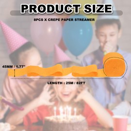 PATIKIL Crepe Paper Streamers, 8 Rolls 656ft Rainbow Streamers for Party Decorations Wedding Ceremony Birthday Indoor Decorations, Light Orange