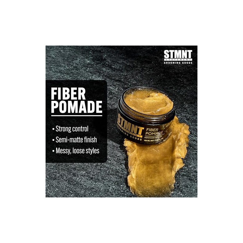 STMNT Grooming Goods Fiber Pomade, 3.38 oz | Semi-Matte Finish