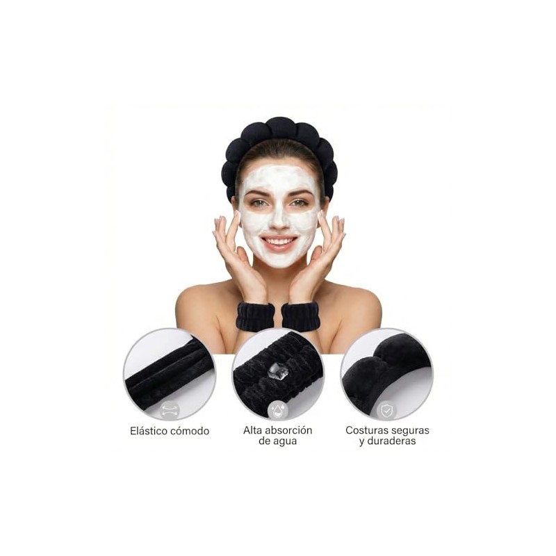 Set negro de 14 piezas MODAMNGL con diadema nube, pulseras,