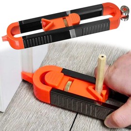 Profile Scribing Tool Contour Gauge with Lock Adjustable Locking Precise Measuring Tool Scriber Marking Tool Multifunctional Woodworking Measuring Gauge for Construction A2B(Oval profiler Black)