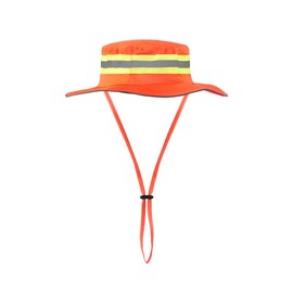 High Visibility Sun Hat Reflective Fishing Hat UV Protection Summer Bucket Hats Wide Brim Work Boonie Hats Orange