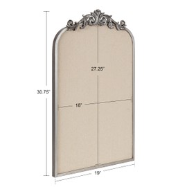 Kate and Laurel Arendahl Arch Pinboard, Silver, 19 x 31, Framed Arched Ornate Vintage Pinboard for Unique Display, Organization, and Decor Options
