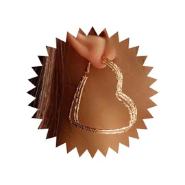 Aneneiceera Boho Large Heart Earrings Dangle Gold Wedding Bridal Love Heart Bow Drop Earrings Multilayer Geometric Heart Stud Earrings Hollow Heart Earrings Jewellery for Women