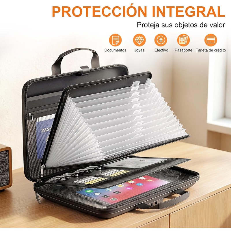 Organizador de Archivos Ignífugo con Cerradura, Negro