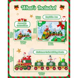 D-FantiX Advent Calendar 2024 Christmas Train Building Blocks with LED Light, Adult Kids 24 Day Christmas Countdown Gift, Holiday Advent Calendar Toy for Boys Girls Teens Age 6-12