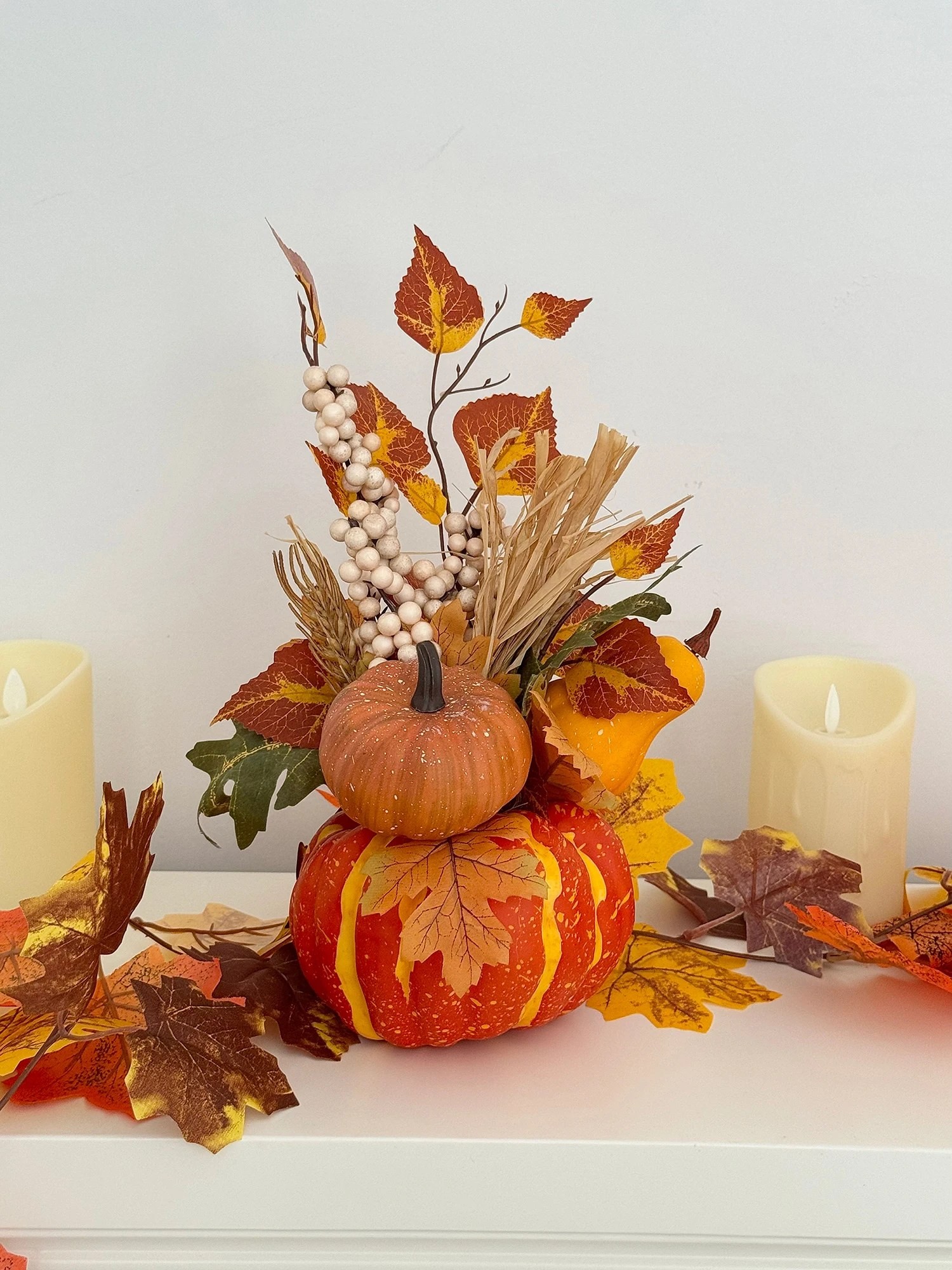Vellure Pumpkin Fall Decor – Realistic Autumn Foliage and Ornaments, Harvest Festival Home and Party Display
