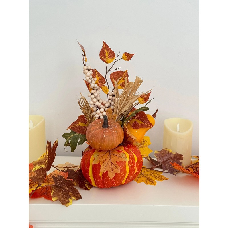 Vellure Pumpkin Fall Decor – Realistic Autumn Foliage and Ornaments,