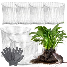 6 pieces stainless steel vole grid, 45 x 40 cm and 50 x 45 cm, vole basket, root protection, vole grid for raised bed, mouse grid with gloves to protect the roots of trees, flowers and vegetables