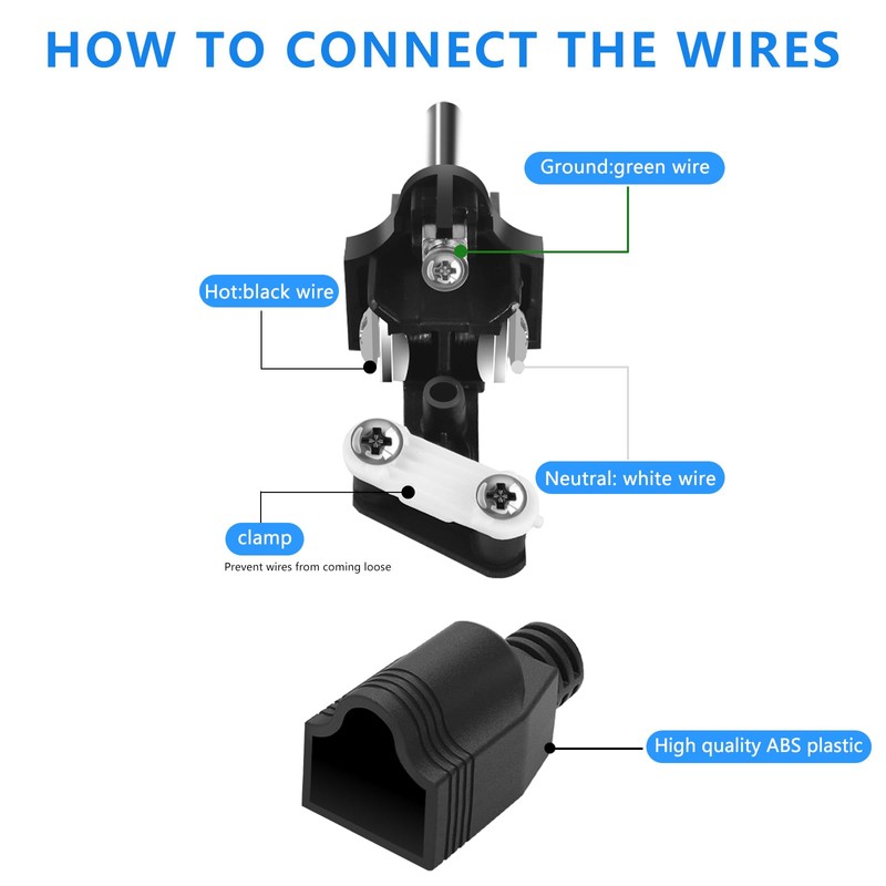 3 Prong Replacement Plug, 6 Pack Extension Cord Ends, Replacement