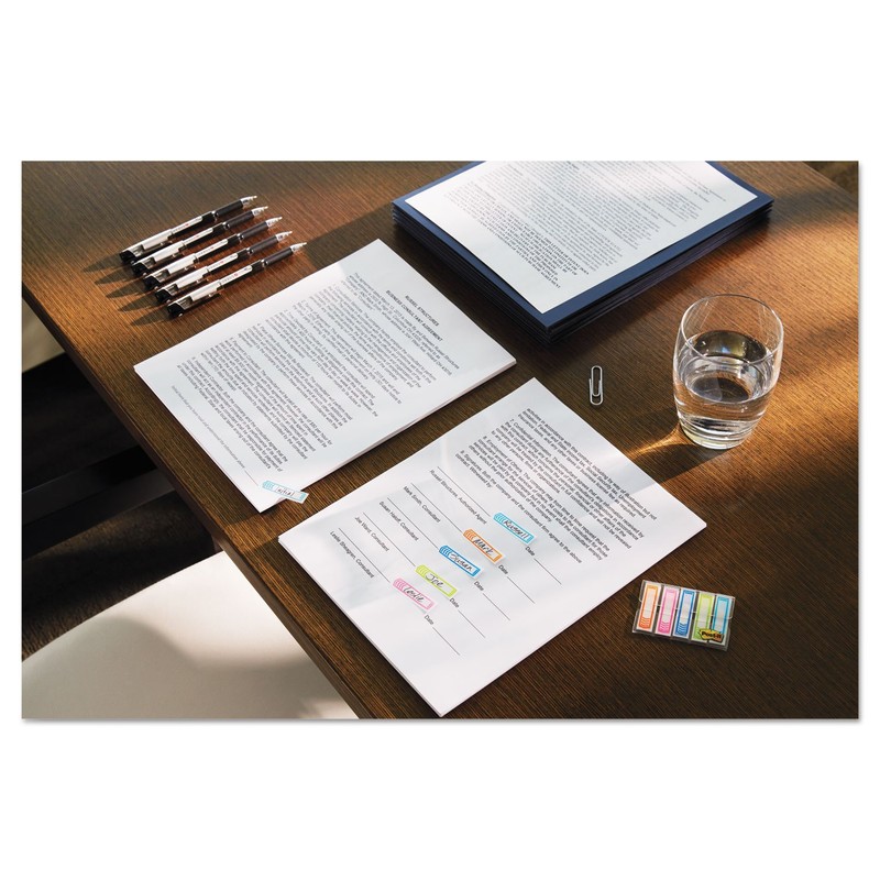 Post-it Message Flags, Sign Here", Orange, Blue, Lime, 1-Inch Wide,